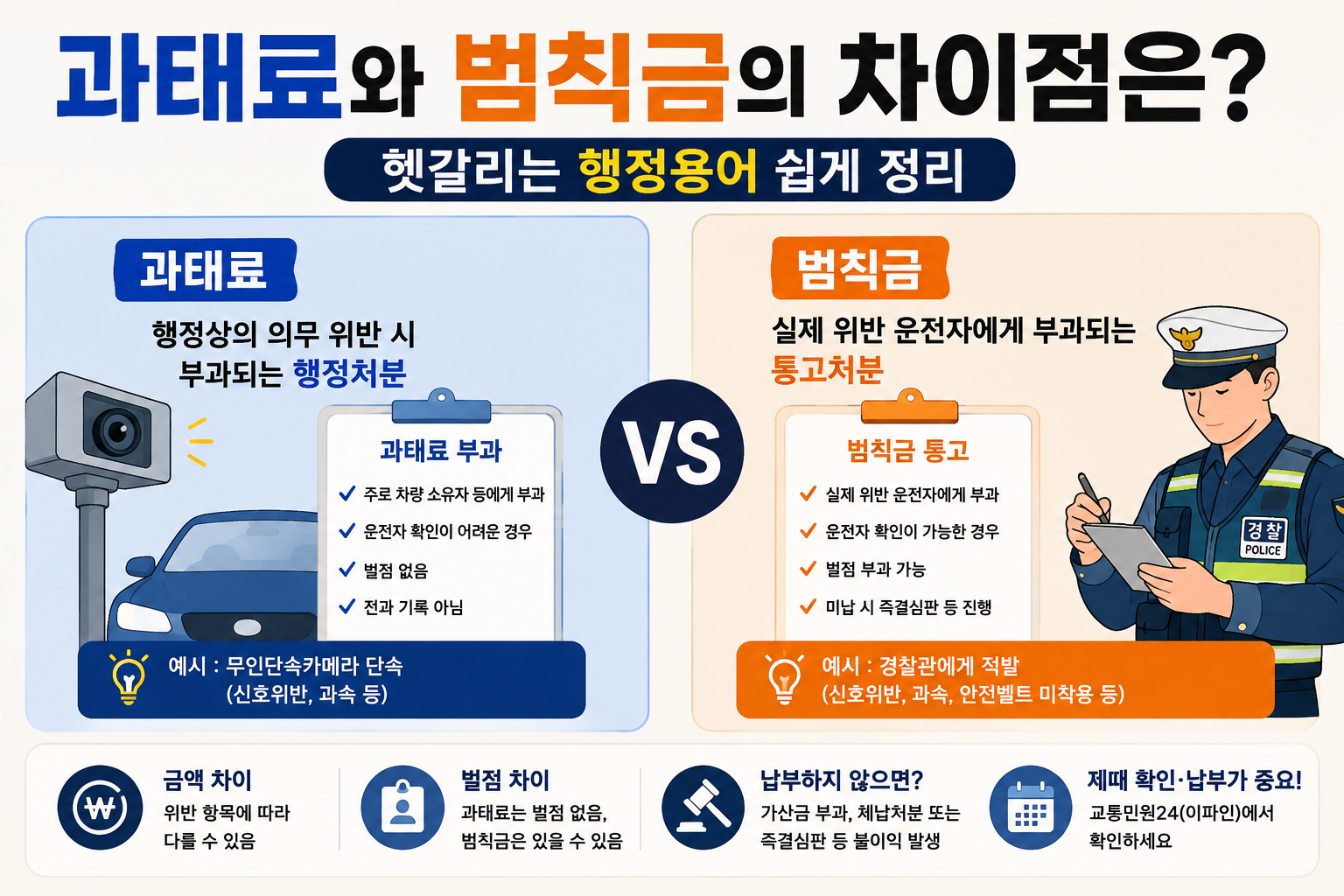 과태료와 범칙금의 차이점