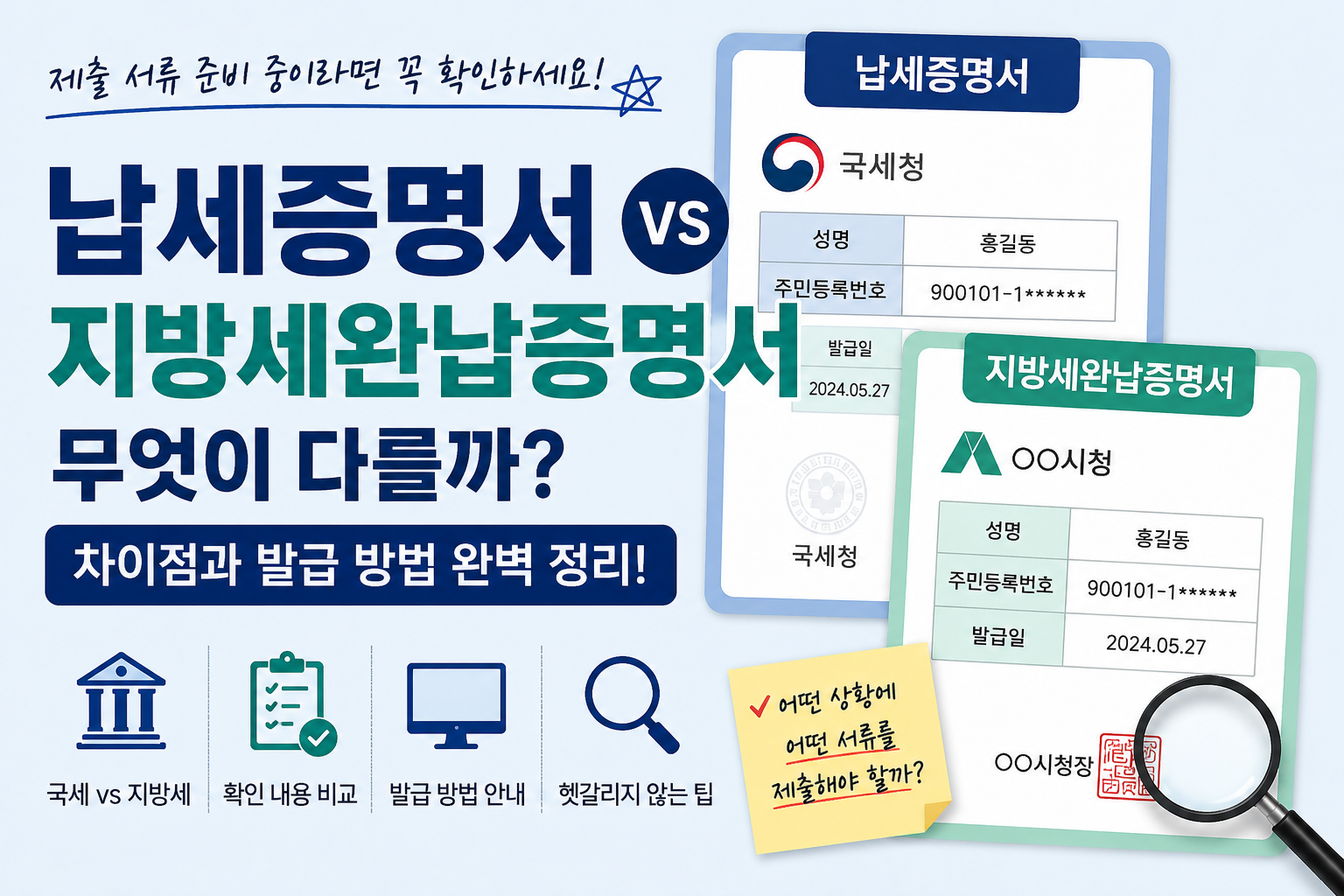 납세증명서와 지방세완납증명서 차이